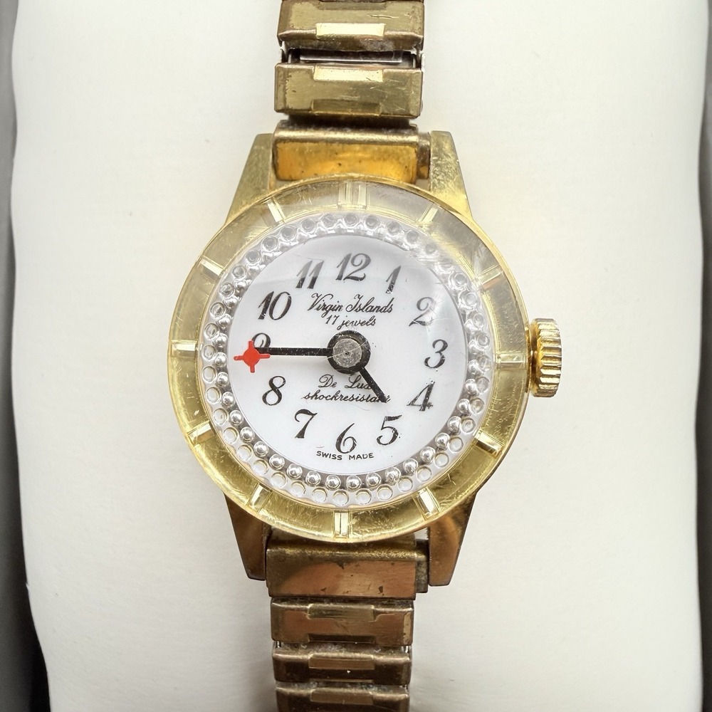 Vintage Virgin Islands 17 Jewels Ladies Manual Wind Swiss Watch Shock Resistant